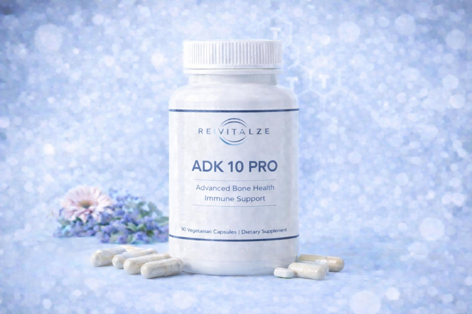 Supplement with Vitamins A, D, and K2.ADK10 Pro is a dietary supplement that supports:• Bone structure, density and integrity