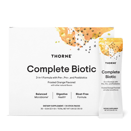  Complete Biotic is a clinically-backed combination of a prebiotic, probiotic, and postbiotic – delivered in a convenient, fast-melt powder with a refreshing orange flavor