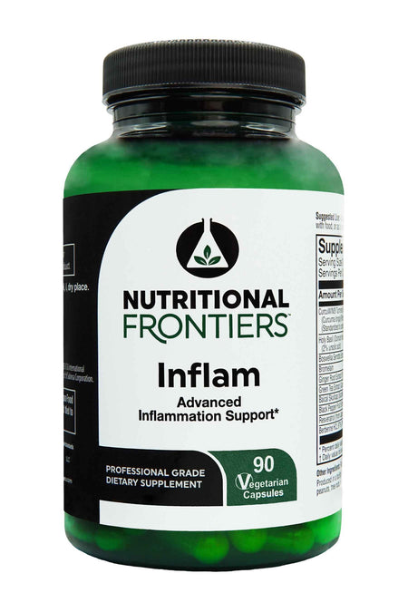 Inflam is a targeted anti-inflammatory blend with CurcuWIN® turmeric, boswellia, ginger, green tea, bromelain & holy basil for joint comfort