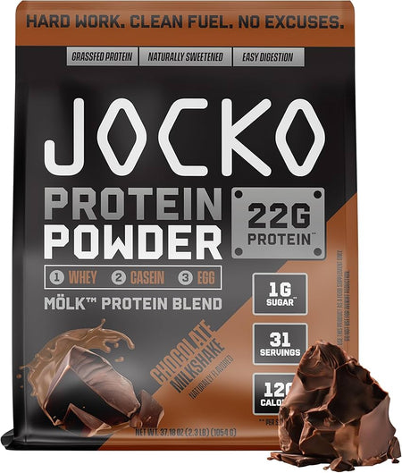Jocko MÖLK Protein Powder delivers time-release whey + casein + egg protein with aminos, enzymes, and probiotics—no soy, no hormones, sugar-free.