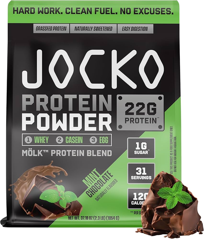 Jocko MÖLK Protein Powder delivers time-release whey + casein + egg protein with aminos, enzymes, and probiotics—no soy, no hormones, sugar-free