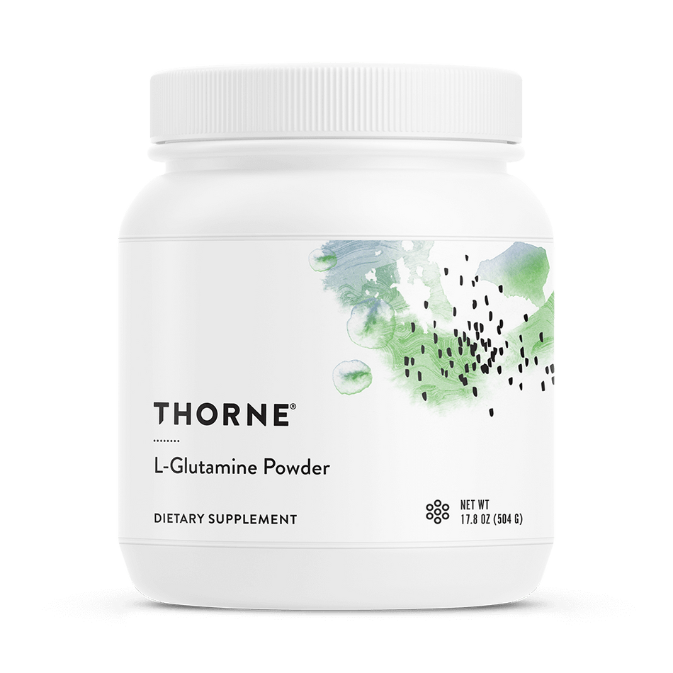 Thorne's L-Glutamine Powder is NSF Certified for Sport®. Evidence suggests supplemental L-glutamine benefits gastrointestinal health, supports cellular repair and collagen formation after surgery or repair, maintains immune health, and helps restore plasma glutamine levels depleted after periods of physical stress, such as prolonged exhaustive exercise