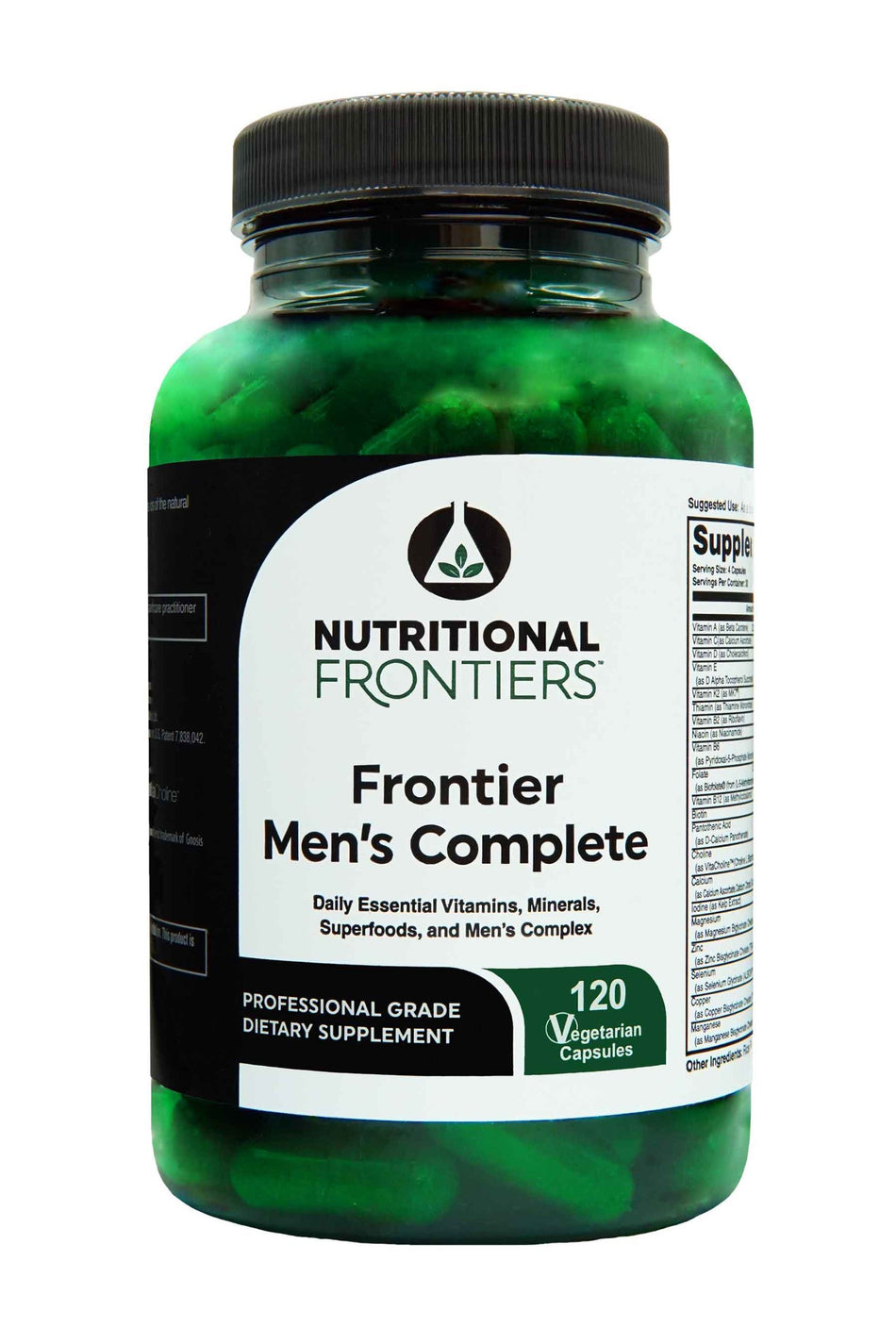 Frontier Men’s Complete is a high-potency men’s multivitamin with TRAACS® minerals, antioxidants, CoQ10, saw palmetto for daily vitality.